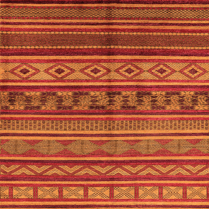Square Machine Washable Oriental Orange Industrial Area Rugs, wshurb1306org