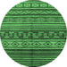 Round Oriental Emerald Green Industrial Rug, urb1306emgrn