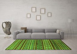Machine Washable Oriental Green Industrial Area Rugs in a Living Room,, wshurb1306grn