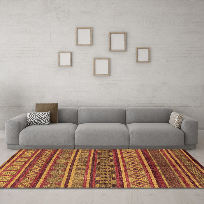 Machine Washable Oriental Brown Industrial Rug in a Living Room,, wshurb1306brn