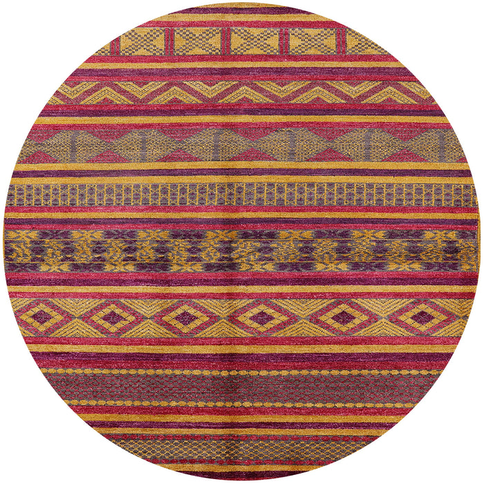 Round Machine Washable Industrial Modern Crimson Red Rug, wshurb1306