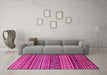 Machine Washable Oriental Pink Industrial Rug in a Living Room, wshurb1306pnk