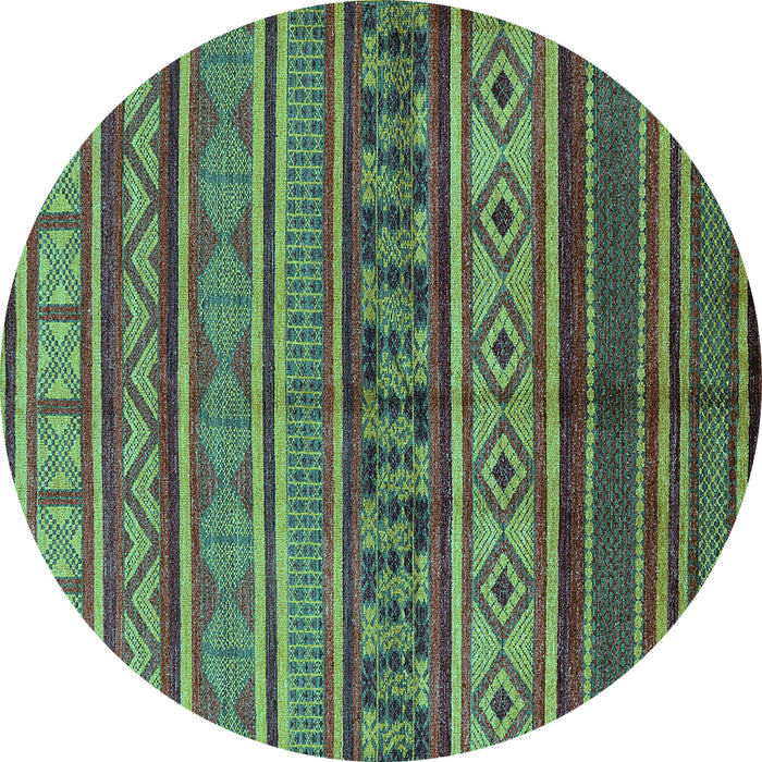 Round Machine Washable Oriental Turquoise Industrial Area Rugs, wshurb1306turq