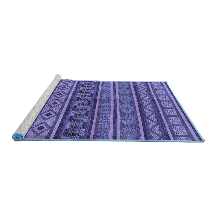 Sideview of Machine Washable Oriental Blue Industrial Rug, wshurb1306blu