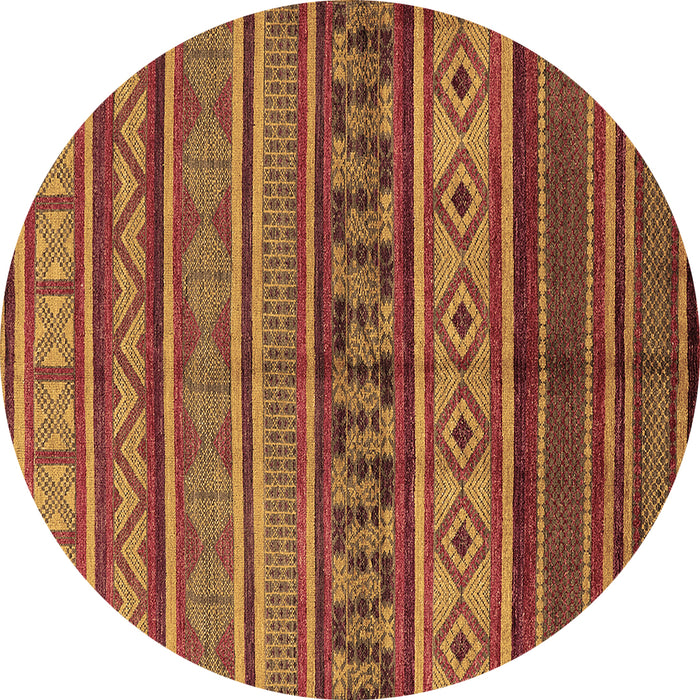 Round Oriental Brown Industrial Rug, urb1306brn