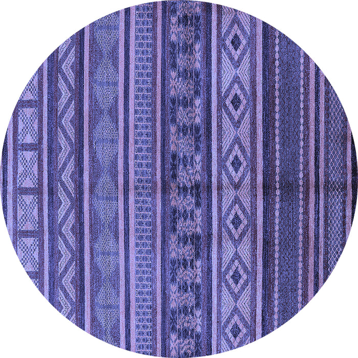 Round Machine Washable Oriental Blue Industrial Rug, wshurb1306blu
