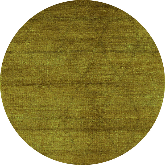 Round Machine Washable Oriental Green Industrial Area Rugs, wshurb1307grn