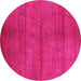 Round Machine Washable Oriental Pink Industrial Rug, wshurb1307pnk