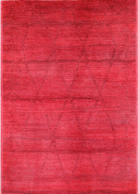 Machine Washable Industrial Modern Red Rug, wshurb1307