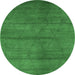 Round Oriental Emerald Green Industrial Rug, urb1307emgrn