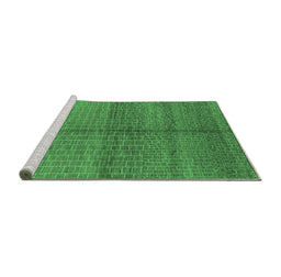 Sideview of Machine Washable Oriental Emerald Green Industrial Area Rugs, wshurb1308emgrn