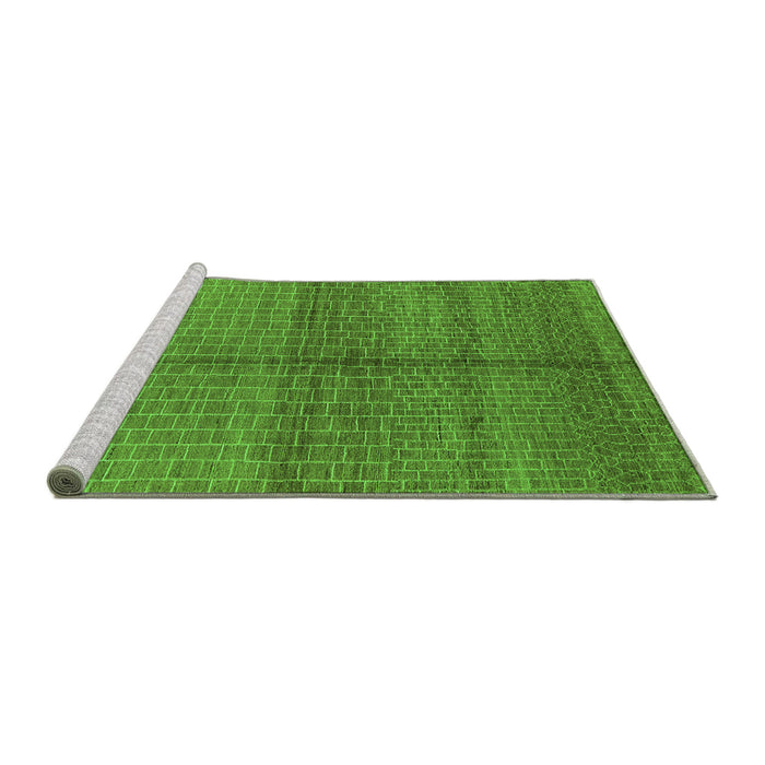 Sideview of Machine Washable Oriental Green Industrial Area Rugs, wshurb1308grn