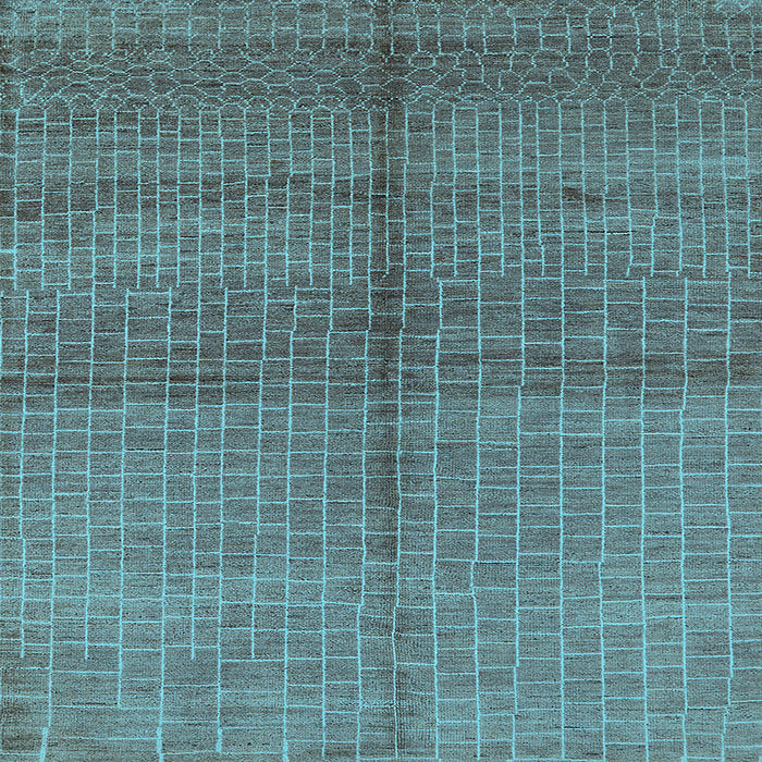 Square Machine Washable Oriental Light Blue Industrial Rug, wshurb1308lblu