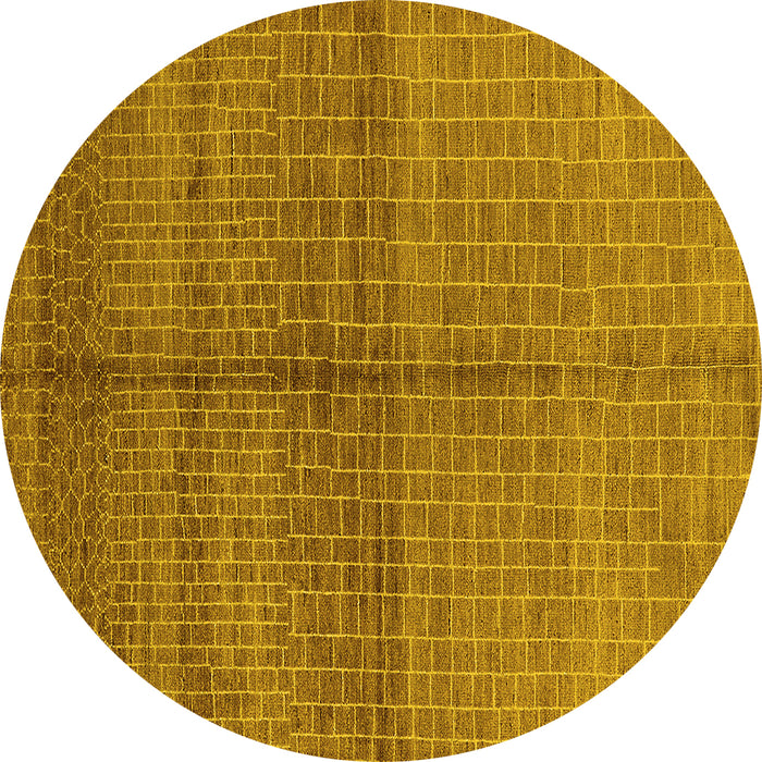 Round Machine Washable Oriental Yellow Industrial Rug, wshurb1308yw