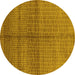 Round Machine Washable Oriental Yellow Industrial Rug, wshurb1308yw