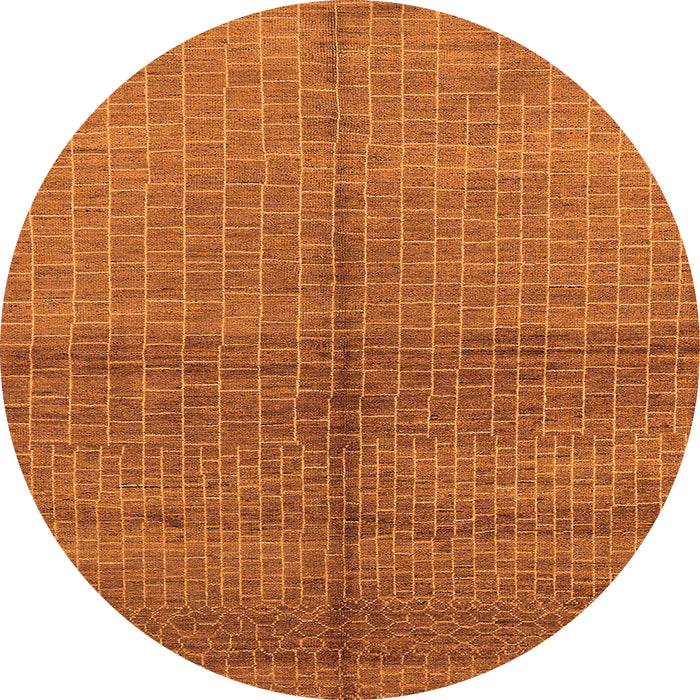 Round Machine Washable Oriental Orange Industrial Area Rugs, wshurb1308org
