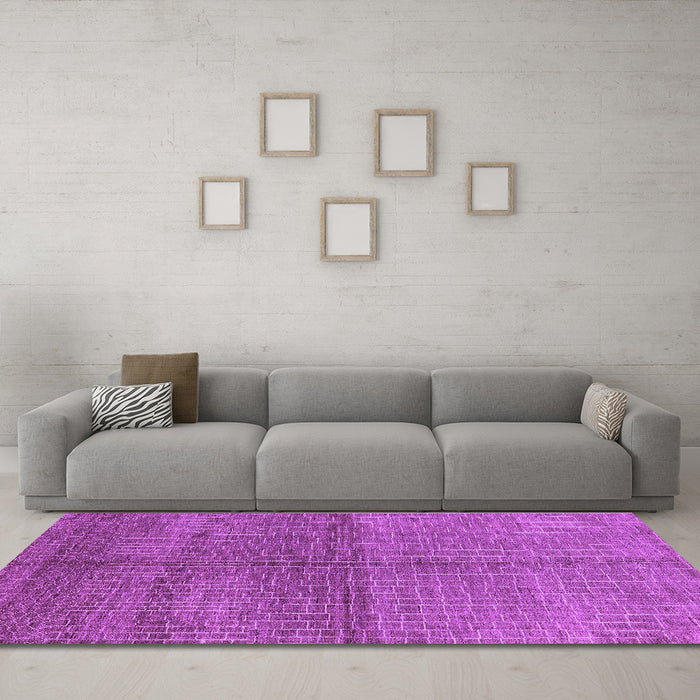 Machine Washable Oriental Purple Industrial Area Rugs in a Living Room, wshurb1308pur