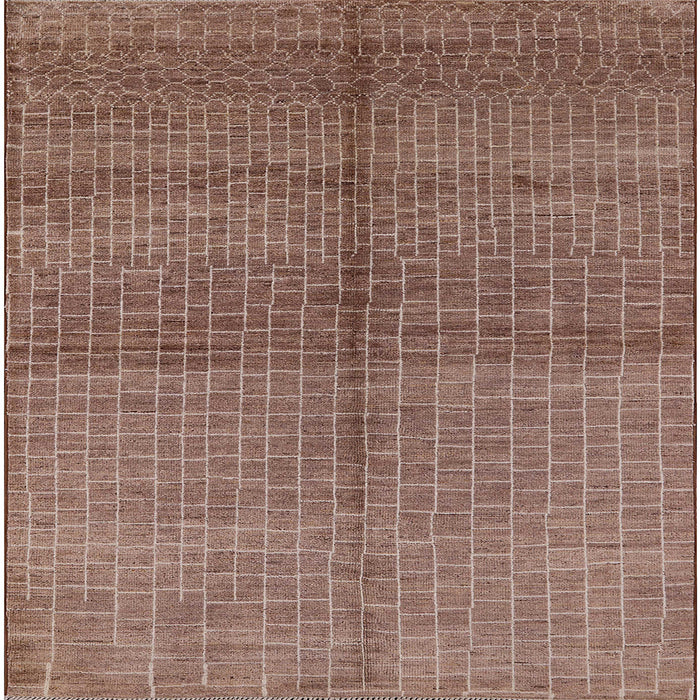 Square Mid-Century Modern Light Copper Gold Oriental Rug, urb1308