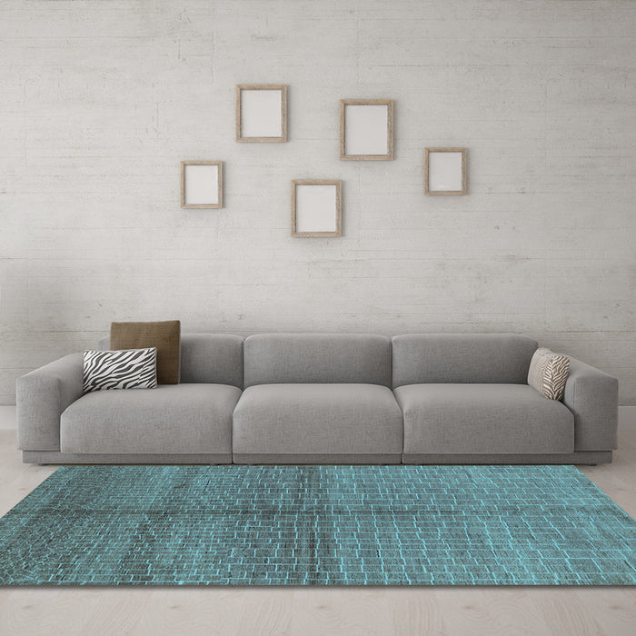 Machine Washable Oriental Light Blue Industrial Rug in a Living Room, wshurb1308lblu