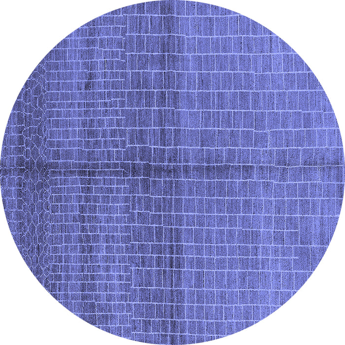 Round Machine Washable Oriental Blue Industrial Rug, wshurb1308blu