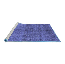 Sideview of Machine Washable Oriental Blue Industrial Rug, wshurb1308blu