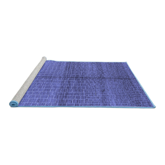 Sideview of Machine Washable Oriental Blue Industrial Rug, wshurb1308blu
