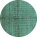 Round Oriental Turquoise Industrial Rug, urb1308turq