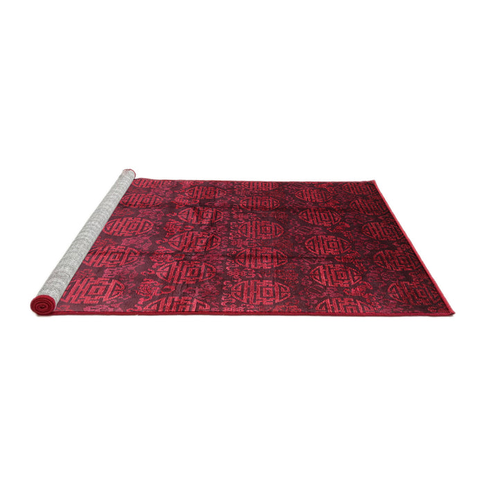 Sideview of Machine Washable Industrial Modern Carbon Red Rug, wshurb1309