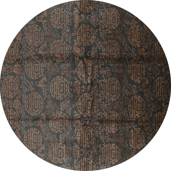 Round Machine Washable Oriental Turquoise Industrial Area Rugs, wshurb1309turq