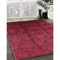 Mid-Century Modern Carbon Red Oriental Rug, urb1309