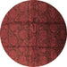 Round Oriental Brown Industrial Rug, urb1309brn