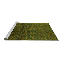 Sideview of Machine Washable Oriental Green Industrial Area Rugs, wshurb1309grn