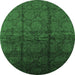 Round Oriental Emerald Green Industrial Rug, urb1309emgrn