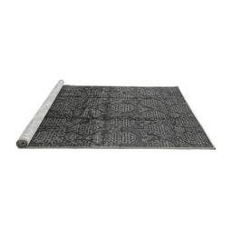 Sideview of Machine Washable Oriental Gray Industrial Rug, wshurb1309gry