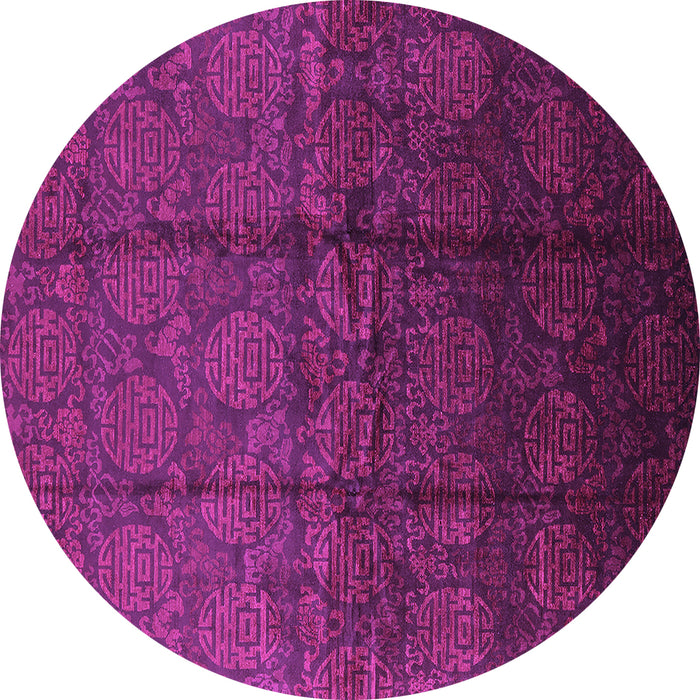 Round Machine Washable Oriental Purple Industrial Area Rugs, wshurb1309pur