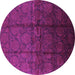 Round Machine Washable Oriental Purple Industrial Area Rugs, wshurb1309pur