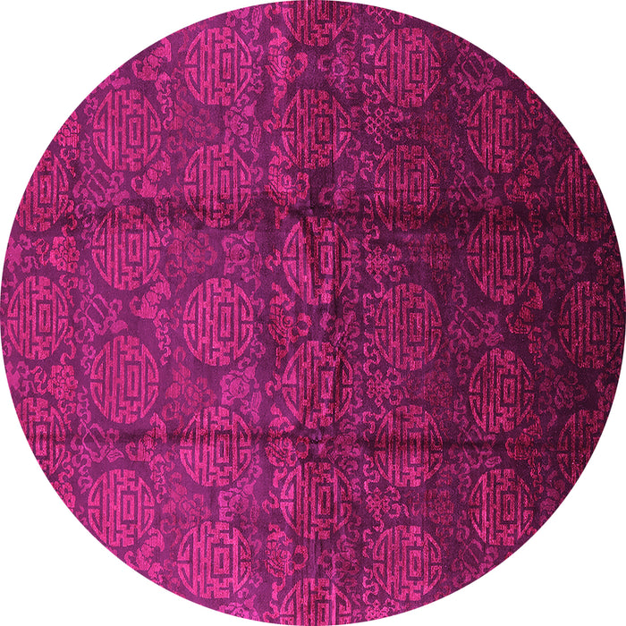 Round Oriental Pink Industrial Rug, urb1309pnk