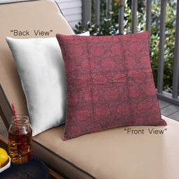 Front View of Mid-Century Modern Urban Square Carbon Red Throw Pillow, 18 inch by 18 inch, pwurb1309