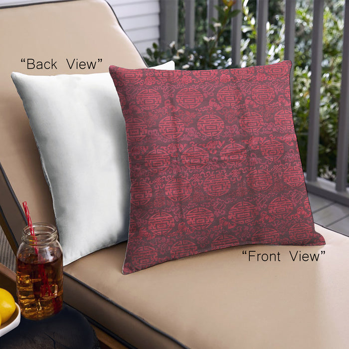 Front View of Mid-Century Modern Urban Square Carbon Red Throw Pillow, 18 inch by 18 inch, pwurb1309
