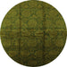 Round Oriental Green Industrial Rug, urb1309grn