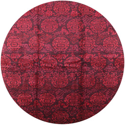 Round Machine Washable Industrial Modern Carbon Red Rug, wshurb1309