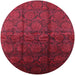 Round Machine Washable Industrial Modern Carbon Red Rug, wshurb1309