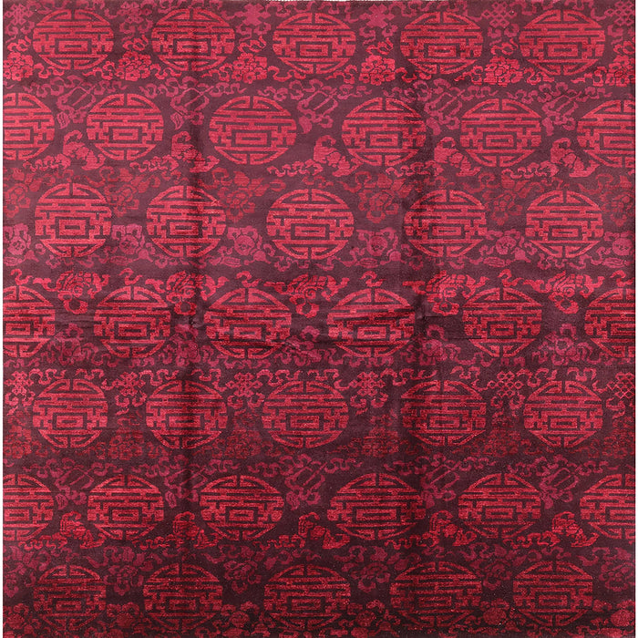 Square Machine Washable Industrial Modern Carbon Red Rug, wshurb1309