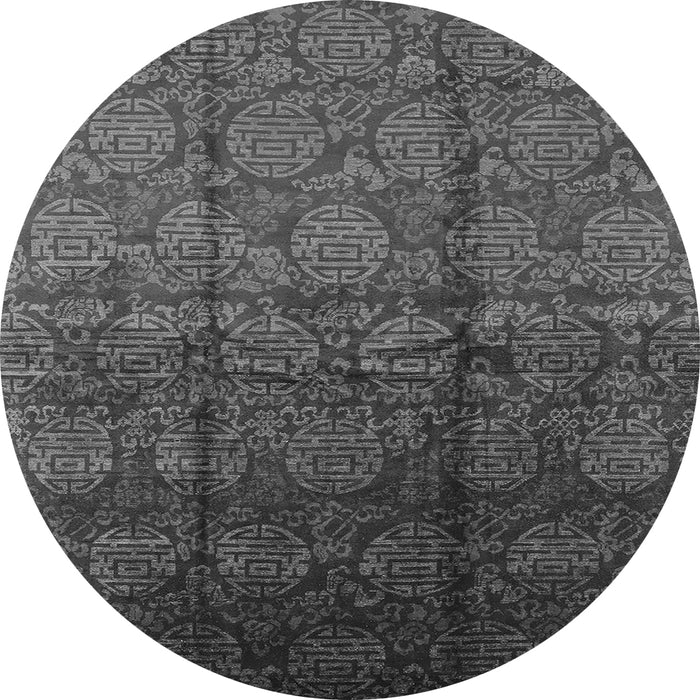 Round Oriental Gray Industrial Rug, urb1309gry