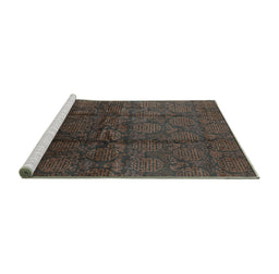 Sideview of Machine Washable Oriental Turquoise Industrial Area Rugs, wshurb1309turq
