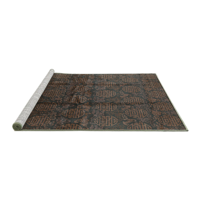 Sideview of Machine Washable Oriental Turquoise Industrial Area Rugs, wshurb1309turq