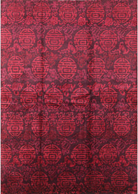 Machine Washable Industrial Modern Carbon Red Rug, wshurb1309