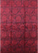 Machine Washable Industrial Modern Carbon Red Rug, wshurb1309