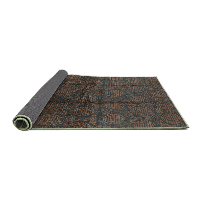 Sideview of Oriental Turquoise Industrial Rug, urb1309turq