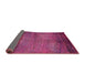 Sideview of Mid-Century Modern Magenta Pink Oriental Rug, urb1310